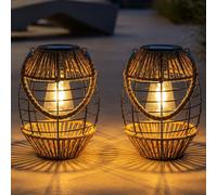 Globo Lampe Solaire Sur Pied Extérieur Boho Corde De Chanvre LED H 40,5 Cm 2