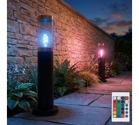 Borne lumineuse dimmable avec télécommande Lampadaire d'extérieur à LED, changement de couleur RVB, plastique en acier inoxydable, 8,5W 806lm blanc chaud, DxH 7,6x45 cm, lot de 2