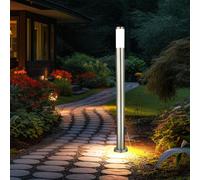 Lampadaire lampe de terrasse de jardin en acier inoxydable extérieur LED, prises extérieures, métal, 1x douille E27, DxH 13,1x110 cm