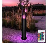 Lampe de socle avec détecteur de mouvement RVB Lampe murale extérieure Borne d'éclairage Lampadaire en acier inoxydable, capteur Télécommande à intensité variable, cuivre fumé, RVB LED 8,5W 806lm blan