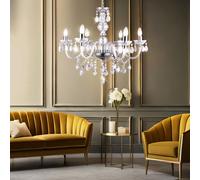 Globo Lampe Suspended Plafonnier Lustre Moderne Cristal Argent Ø67 cm 6 Lumières