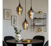 Globo Lampe Suspendue 3 Lampes Verre Fumé Noir H 120 cm IP20 [EEK: Nicht bewertet]