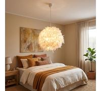 Globo Lampe Suspendue Design Metall à Federn Blanc 1x E27 H 120 cm