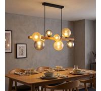 Globo Lampe Suspendue Esstisch Noire 9 Lampes Plafonnier Verre Bois H 150 cm
