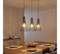 Globo Lampe Suspendue Industrielle LED 3 Lumières Noir 120 cm 20 cm