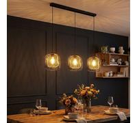 Globo Lampe Suspendue LED 3 Lumières Noir Métal 150 cm Pour Salle À Manger