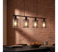 Globo Lampe Suspendue LED 4 Lumières Plafonnier Verre Métal Noir H 120 cm