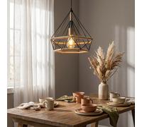 Globo Lampe Suspendue LED Corde de Chanvre Noir 150 cm Motif