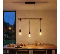 Globo Lampe Suspendue LED Marron Bois Naturel Réglable En Hauteur H 120 cm