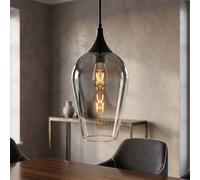Suspension LED Lampe suspendue Lampe de salle à manger E27 Noir Métal Verre H 120 cm