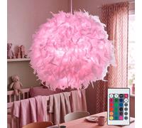 Lampe suspendue blanche avec télécommande, lampe boule à ressort, dimmable, dans un ensemble comprenant des ampoules LED RVB