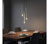 Globo Lampe Suspendue Pendelleuchte Salon 3 Ampoules Argent H 120 cm