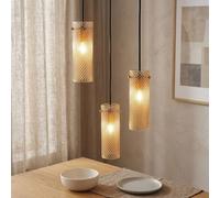 Globo Lampe Suspendue Pendelleuchte Salon 3 Lampes Doré Ambre H 120 cm