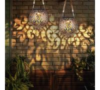 Globo Lampe Suspendue Solaire Extérieure En Roseau Et Cuivre LED 2 Pièces