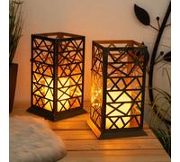 Lot de 2 lampes solaires à LED suspendues Balcon Effet de feu Lampes extérieures Lanterne