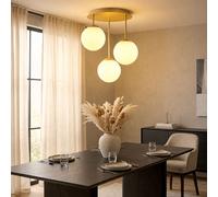 Globo LED Plafonnier 3 Lumières Champagner Verre Hauteur 40 cm Beige