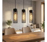 Globo LED Suspension 3 L, Dimmable, Métal Noir, 120 cm
