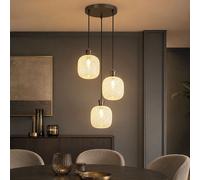 Globo LED Suspension 3 Lumières Lampe Salle à Manger Noir Mat H 120 cm