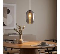 Globo LED Suspension Vintage/Retro Lampe Plafonnier Noir Verre Fumé H 120 cm