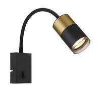 GLOBO LIGHTING Applique murale flexible pour chambre à coucher, lampe de lecture, applique murale en cuivre noir avec interrupteur, 1 x GU10, l x H 7 x 43 cm