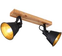 Globo Lighting Günther plafonnier 2x60 W noir-doré-bois 15466S-2