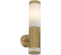 Globo Lighting lampe d'extérieur en acier inoxydable aspect bois, plastique opale, transparent, direction de la lumière : vers le haut, IP44, avec LED décorative, LxH : 85x350mm, AL : 142mm, excl. 1x 