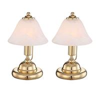 Globo Lighting Lot de 2 lampes de table en laiton antique avec abat-jour en verre albâtre