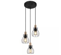 Globo Lighting Lampe suspendue Mina 15326-3H1 3x40 W E27 Noir