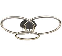 Plafonnier, lampe de salon, noir mat, rétroéclairage LED, L 48,2 cm