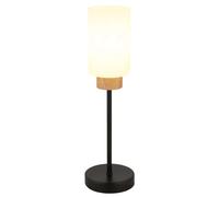 Lampe de table Interrupteur Lampe de chevet Métal noir mat Bois Chêne H 42 cm