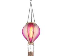 Lampe solaire à suspendre Lampe d'extérieur Ballon à air chaud rose effet de feu Décoration de jardin Lampe de balcon, 20x 0,5W 1600K blanc chaud, DxH 14 x 46,5 cm