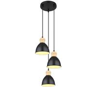 Globo Lighting Wiho lampe suspendue 3x40 W noir-bois 54018-3HS