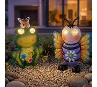 2x LED Lampe solaire Lampe solaire extérieure multicolore matte Abeille Design Grenouille H 22 cm
