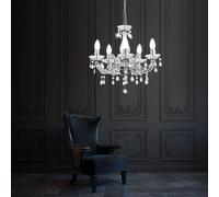 Lustre en cristal suspension chrome lampe de table à manger suspension, 5x E14, DxH 44x128 cm