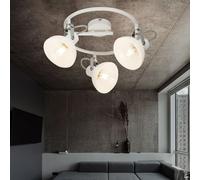 Plafonnier spot rond en verre chromé blanc spots orientables 30 cm salon