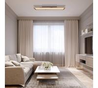 Plafonnier plafonnier salon lampe en bois chambre à coucher, fixation couleur CCT, aspect bois maison de campagne blanc, 1x LED 24W 1500Lm 2700-6500K, HxLxP 8,5x80x20