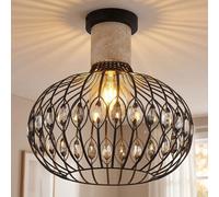 Globo Plafonnier Noir LED Avec Cristaux Diamètre 38 cm