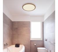 Globo Plafonnier Sepana, dimmable, bois clair, Salon / Salle à manger, Matière Plastique, Moderne, Plafonnier Salle De Bain