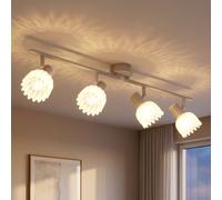 Plafonnier LED beige, lampe de salon, spots orientables, L 70 cm