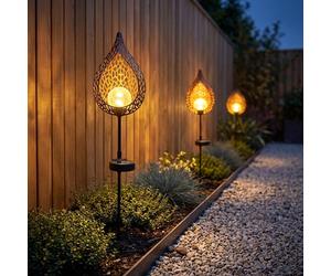 Globo Solar Lampe Extérieure Steckleuchte Effet Flamme Jardin Verre Boule LED 3x