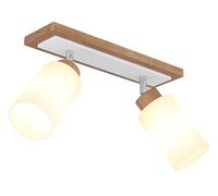 GLOBO Spot en bois marron mat, métal chromé, verre opale mat, rotatif, orientable, longueur 600 x 103 x hauteur 220 mm, sans 2 ampoules E27 60 W 230 V