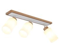 GLOBO Spot en bois marron mat, métal chromé, verre opalin mat, rotatif, orientable, 599 x 103 x 220 mm sans 3 ampoules E27 60 W 230 V