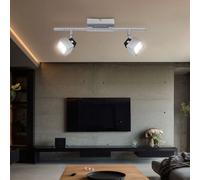 Applique murale LED 2 spots spot plafonnier orientable chrome, 2x 5W 350Lm blanc chaud, LxPxH 40x6x17 cm