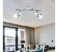 Plafonnier LED salle à manger spot chrome avec spots orientables, blanc argenté, 2x4 watts 2x 250 lumens 3000 Kelvin, LxlxH 34x9x15 cm