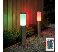 Ensemble de 2 lampes d'extérieur, éclairage sur pied en acier inoxydable, lampes télécommandées à intensité variable dans un ensemble comprenant des ampoules LED RVB