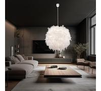 Globo Suspension LED Plafonnier Boule Textile Blanc Avec Plumes E27