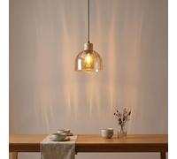 Globo Suspension Pendelleuchte En Bois Et Verre Noir Ambre LED, H 120 cm