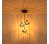 Globo Suspension Plafonnier En Travertin Noir Mat Cristaux Ø47 cm 3 Luminaires