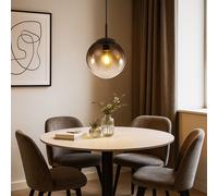 Globo Suspension Plafonnier Lampe Boule Verre Fumé Noir Esstischleuchte 20 cm