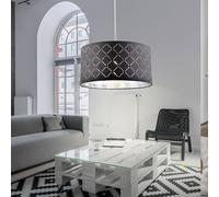 Lampe à suspension plafonnier salon abat-jour en tissu suspension suspension, métal textile gris, 1x E27, DxH 40x140 cm